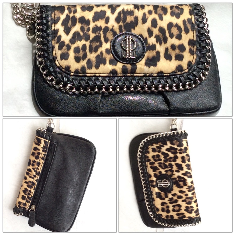 Jennifer Lopez Black Leopard Print Wristlet - Picture 3 of 8